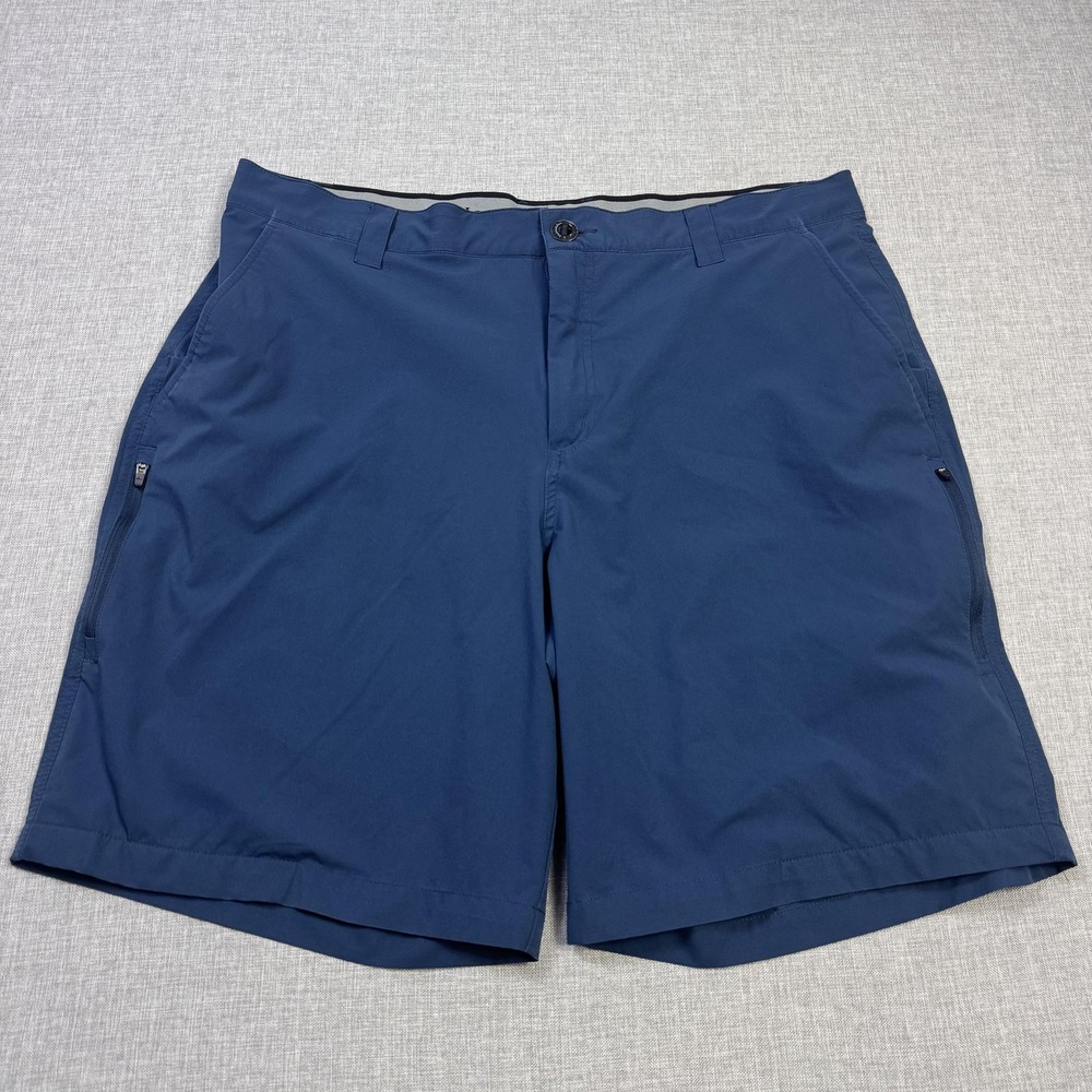 Orvis Chino Shorts Mens 38 Blue 9" Inseam Polyester Quick Dry Pockets Stretch